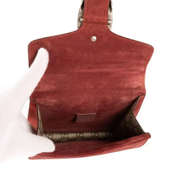 Gucci Blooms Dionysus Beige Burgundy Supreme Canvas Shoulder Bag - Picture 9 of 10